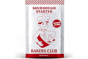 BAKERS CLUB EST 1991 Bakers Club Rapid 24-Hour Sourdough Starter Culture - Makes 5 Batches - Mix, Ferment & Bake Next Day - Tangy Flavor without Weeks of Waiting - Best Dehydrated Sour Dough Starter for Home Bread Bakers