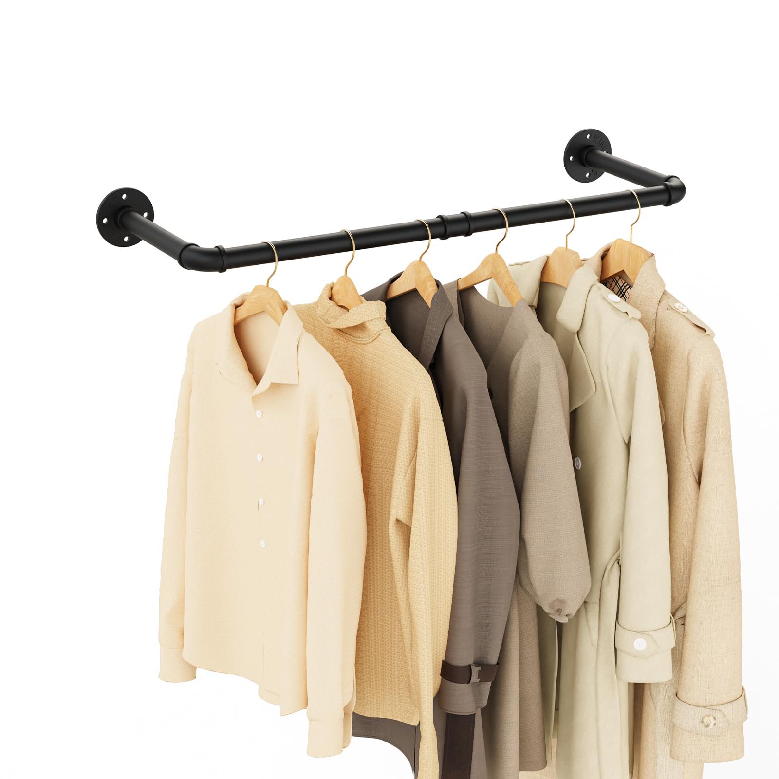 Yawinhe Industrial Pipe Clothes Rack, 80cm High Heavy Duty Wall Mounted Hanger Rod, Space Saving, for Laundry, Living Room and Closet, Black, 1 Pack — image 1