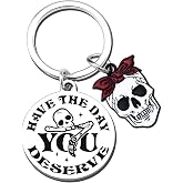 Skull Gifts For Women Girls Skull Keychain Gift For Birthday Christmas | Spooky Gothic Goth Gifts for Women Fun Horror Skeleton Keychains skull Decor Unique Emo Positive Positivity Gift for Adults