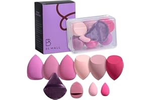 BS-MALL 10 Pcs Premium Makeup Sponges For Foundation - Beauty Blender Sponge Set With Finger & Triangle Puffs For Multi-purpose Use, Travel Essential & Daily Makeup (Transparent)