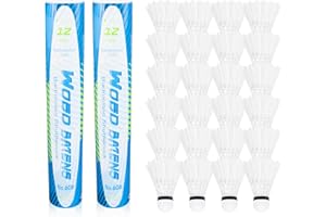 WOED BATENS 24 48 Packs Badminton Birdies Feather Badminton Shuttlecocks for Indoor Outdoor Exercise(Durable, Stable, High Speed)