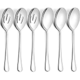 LIANYU 6 Pack Serving Spoons Set, 3 Large Serving Spoons, 3 Slotted Serving Spoons, Stainless Steel Buffet Dinner Restaurant