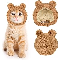 JOICEE Cute Cat Costume Warm Bear Hat for Cat Adjustable Soft Small Pet Headwear Bear Hat for Cat Puppy Dog (Brown)
