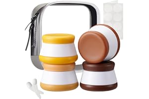 INSFIT Travel Containers for Toiletries, TSA Approved Silicone Cream Jars, Travel Size Containers with Lids, 4PCS BPA Free Leakproof Travel Accessories for Liquid Lotion with Labels Mini Spatulas