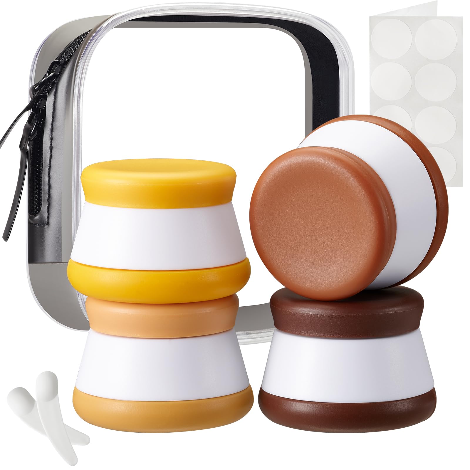 INSFIT 4 Pack Silicone Travel Containers - CAA Compliant 20ml Leakproof Toiletries Jars, BPA-Free Cream Containers with Lids & Labels, UK Travel Essentials (Includes Mini Spatulas)