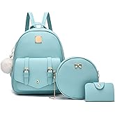 I IHAYNER Mini Backpack Purse for Teen Girls 3-PCS Fashion Backpack Cute Travel Daypacks Women Pompom Backpack Shoulder Bag