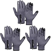 Zhanmai 3 Pairs Winter Warm Gloves Touch Screen Water Repellent Ski Gloves Anti Slip Windproof Thermal for Men Women Running Hiking