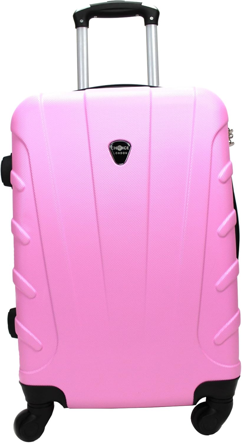 light pink hard suitcase