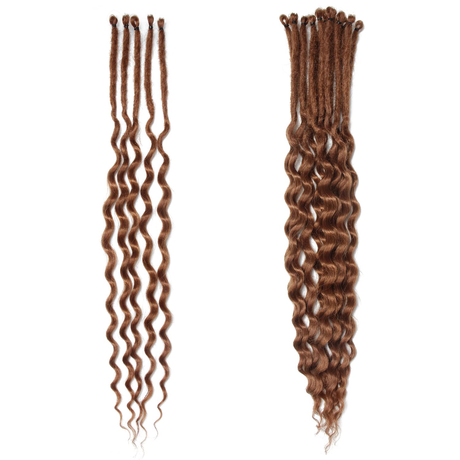 Dsoar Curly Ended Thin 0.6cm Dreadlock Extensions Synthetic Wavy Dreadlocks SE Dreadlock Extensions Soft Pre-looped Dreads 15 Strands, 20in/50cm, 15.0 count