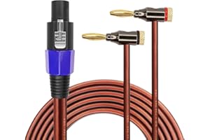 GINTOOYUN Banana Plug to Speakon Cable Double Banana Plug to Speakon Male Speaker Cable for Loudspeakers,Power Amplifiers,Stage Monitors,etc(6.5 FT)