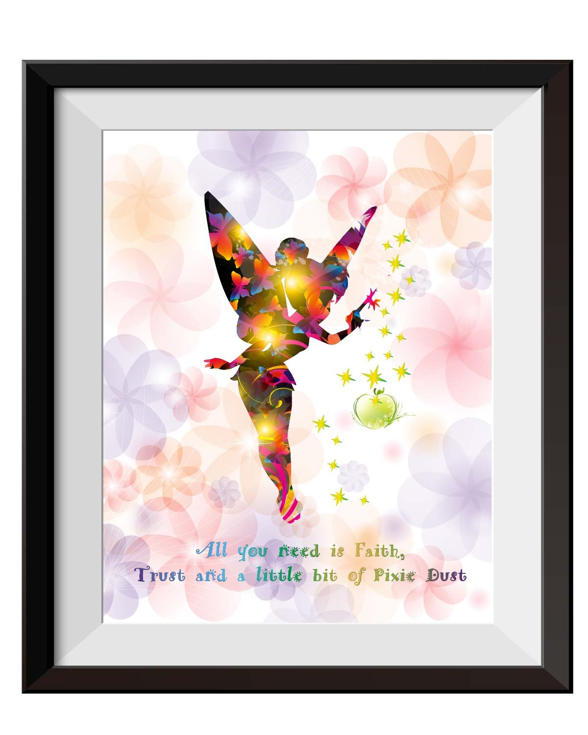 UhomateUhomate Princesss Tinkerbell Peter Pan Never Grow Up Home Canvas Prints Wall Art Baby Gift Inspirational Quotes Wall Decor Living Room Bedroom Bathroom Artwork C015 (8X10)
