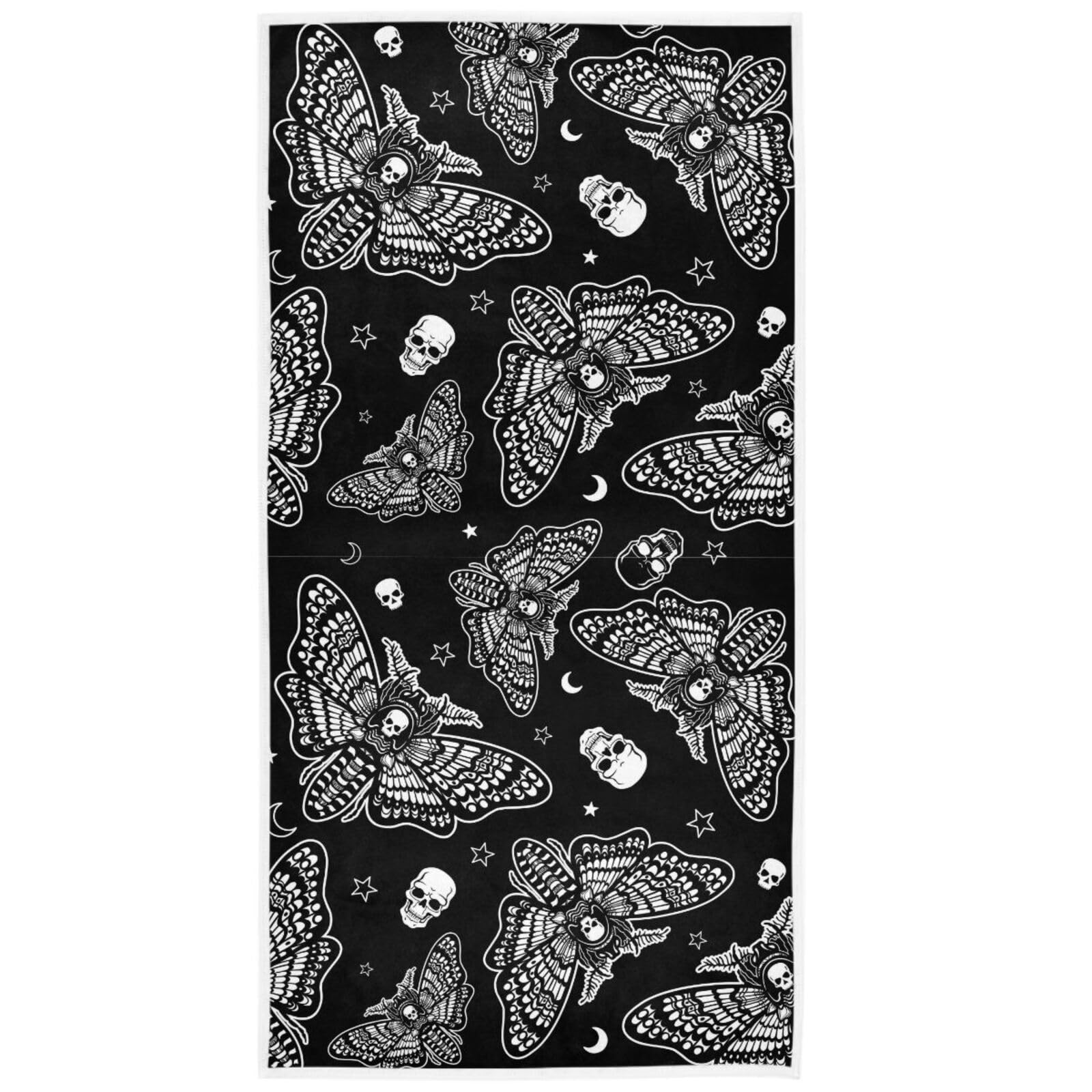 Pfrewn Retro Moth Dead Head Skull Hand Towels for