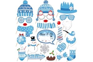 Anor Wishlife Snowman Photo Booth Props,Winter Wonderland Snow Booth Props(25CT)