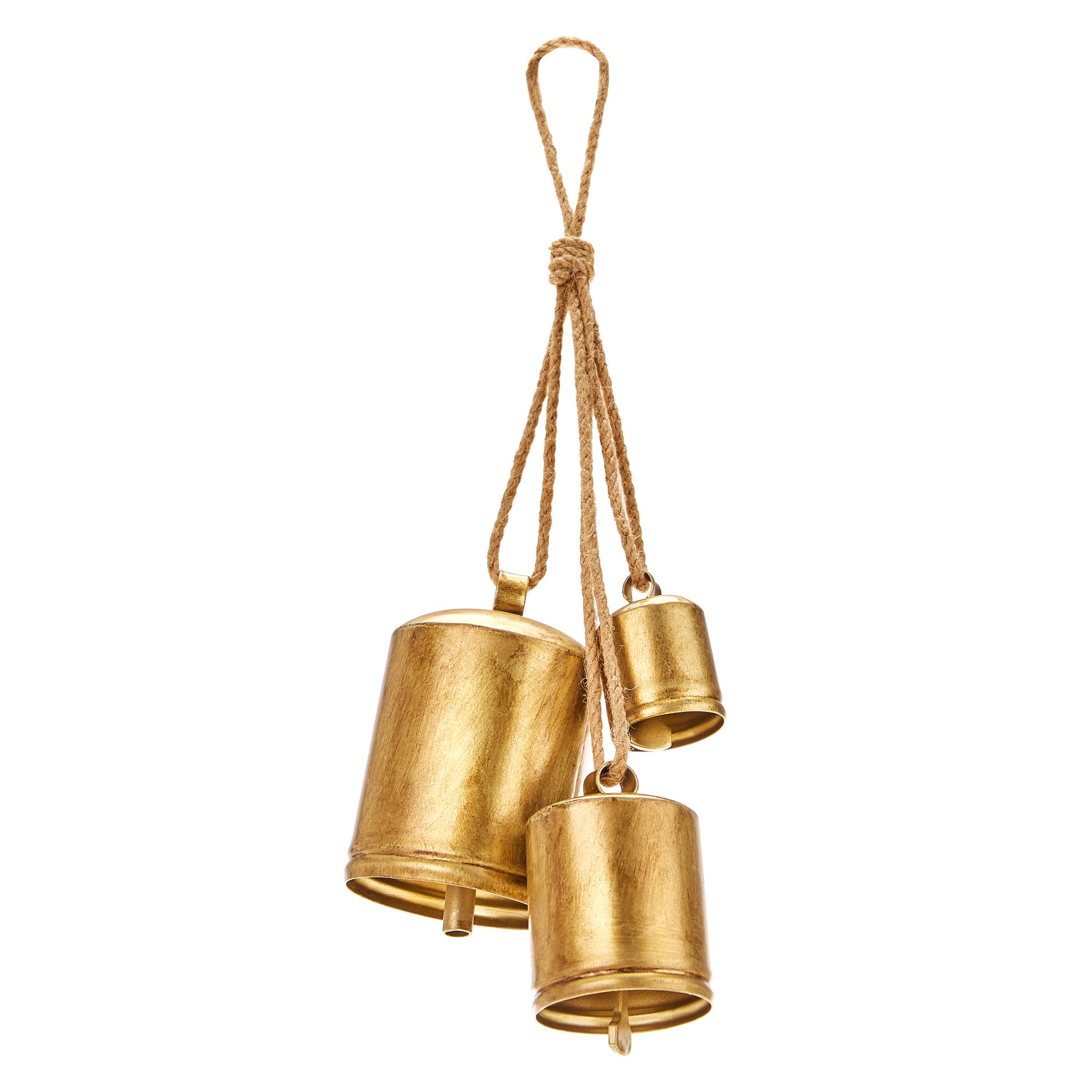 KPCB Tech Christmas Jingle Bells Wind Chimes Hanging Harmony Garden Set of 3 Antique Brass Bells