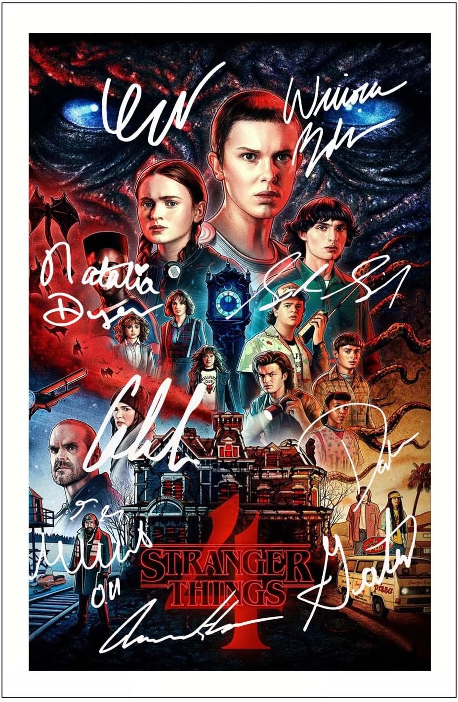 Photographs - Stranger Things Season 4 Cast Multi Signed 12x8 Inch Photo Print With Pre Printed Signatures Autograph 12x8 Inches 304.8 mm x 203.2 mm