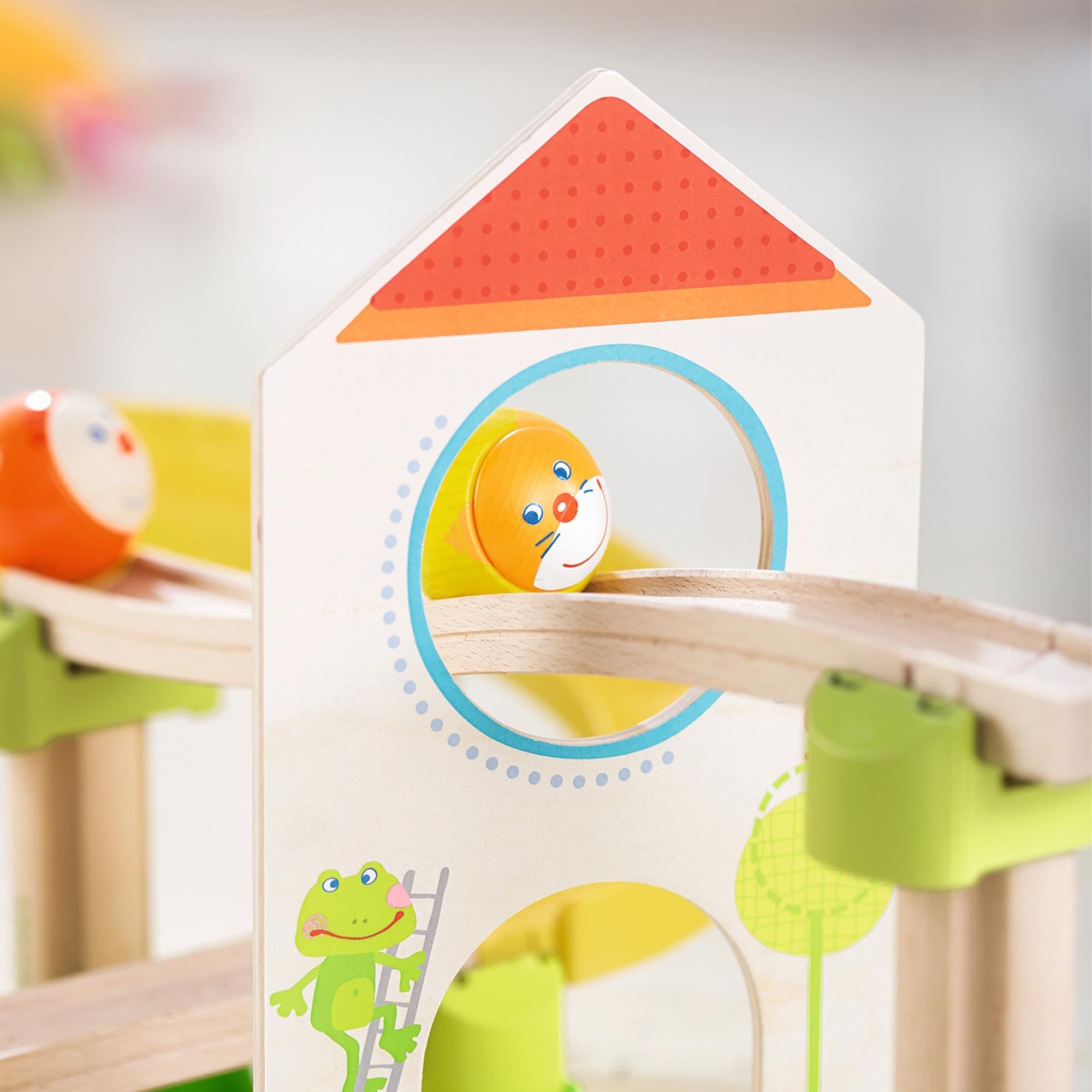HABA Kullerbu Windmill Playset - 25 Piece Train Track for Balls Starter Set with Special Effects