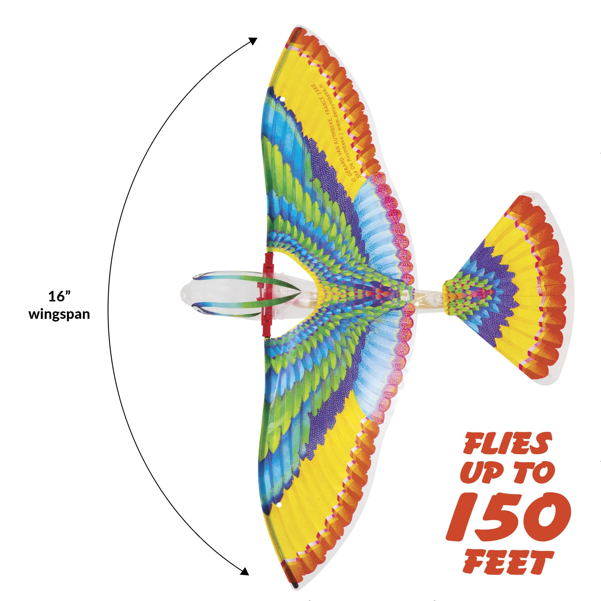 Schylling Tim Bird Flying Toy - Rubberband-Powered Mechanical Bird that Really Flies - Wings Flap and Flies 50 Feet - Ages 7 and Up