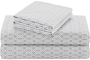 Comfort Spaces 100% Cotton Sheet Set Breathable, Lightweight, Soft with 14" Elastic Pocket Fits up to 16" Mattress, All Season Cozy Bedding, Matching Pillow Case, King Diamond Taupe 4 Piece