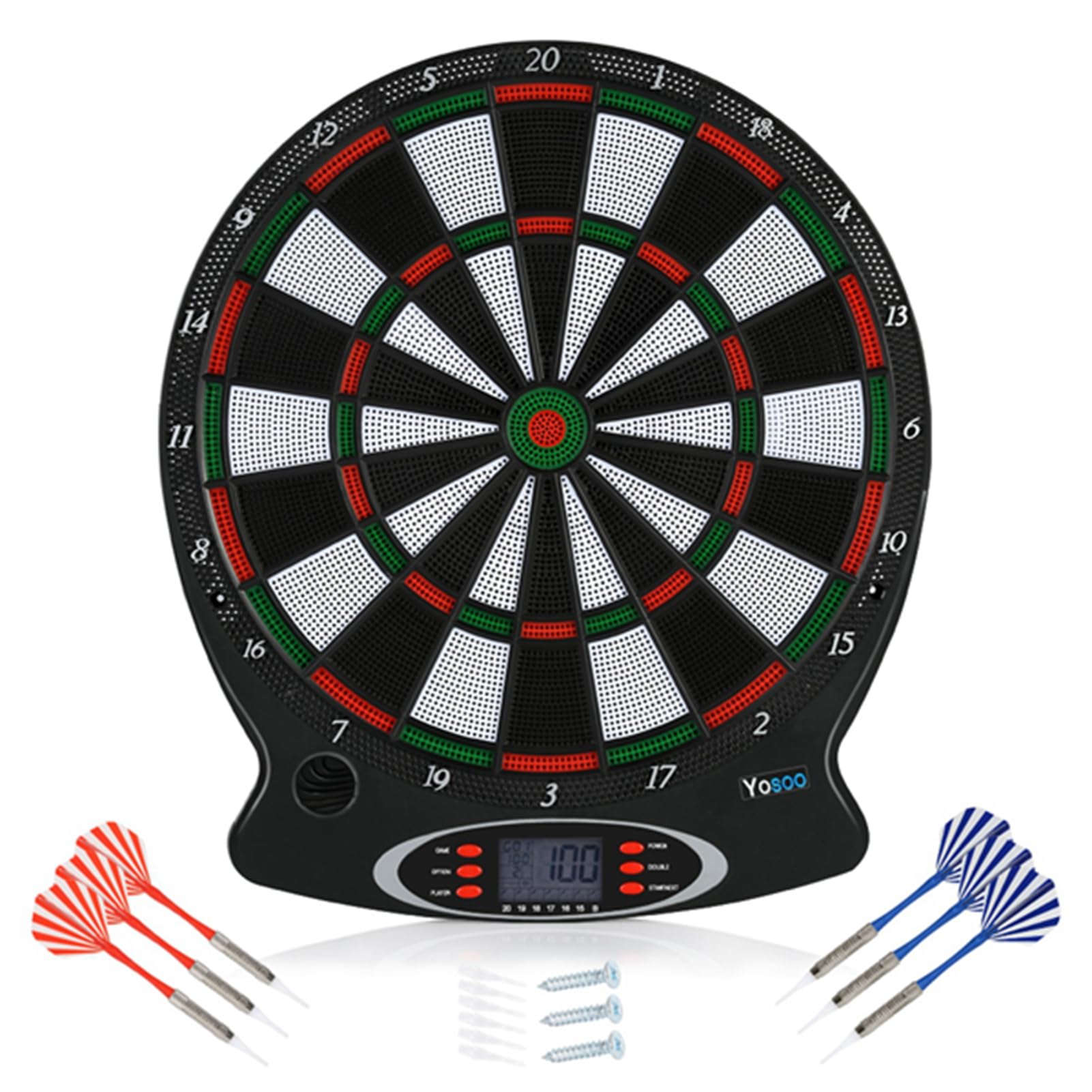 Electronic Dart Board Set, Safety Dartboard, Darts Board Set with 6 Soft Tip Darts, Professional Standard Dartboards with Lcd Digital Score Display, 15 Inch Family Dart Shooting Toys for Kids Adults