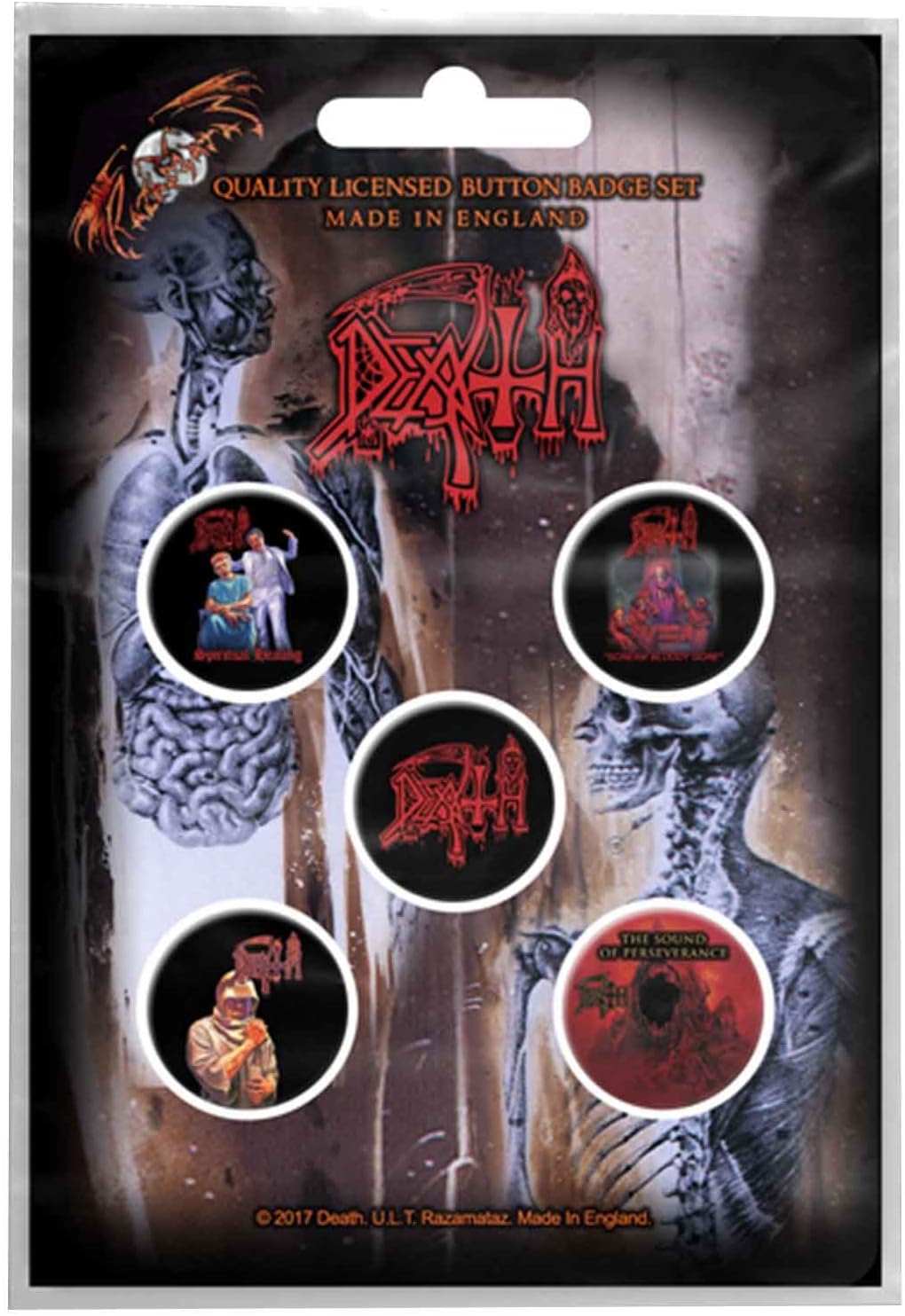 Death Badge Pack Band Logo Albums Death Metal Official 5 X Pin Button Size One Size