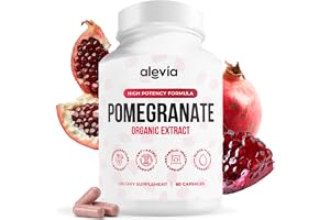 Alevia Organic Pomegranate Capsules 700mg – Pomegranate Fruit Extract Supplement – Organic Pomegranate Extract for Antioxidant, Heart & Energy Support – Ancient Wellness Formula – 60 Capsules