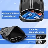 BROTOU Unisex Drawstring Backpack Waterproof Gym Bag Large Oxford PE Pack Black view 2