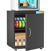 RJOKMT 3D Printer Stand with Dehumidifier &amp; Filament Storage Cabinet | Stores Up to 40 Filament Rolls with 25% RH Moisture Control, Integrated Printer Workstation, Black