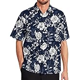 Mens Hawaiian Shirt, Funky Button Shirt for Men, Summer Tropical Beach Casual Shirt, Floral Mens Short Sleeve Shirts