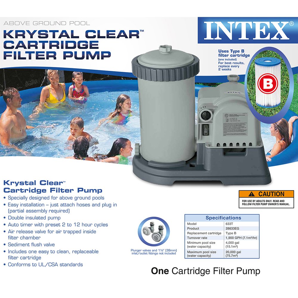 Intex Krystal Clear Cartridge Filter Pump Above Ground Pool 2500GPH
