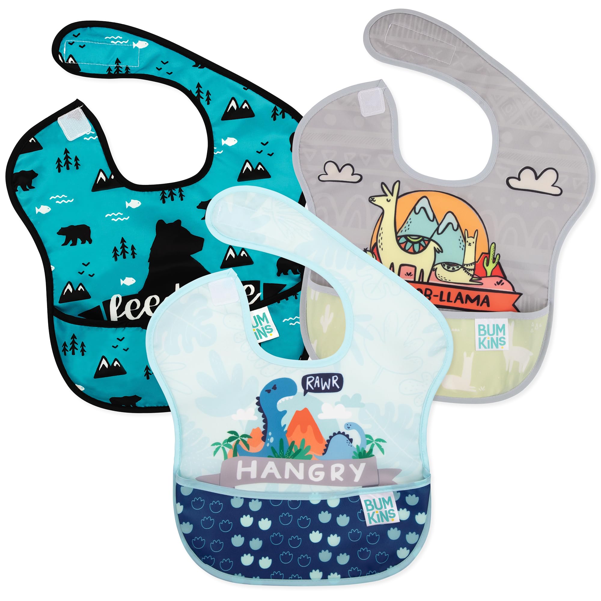 Photo 1 of Bumkins Bibs for Girl or Boy, SuperBib Baby and Toddler for 6-24 Months, Essential Must Have for Eating, Feeding, Baby Led Weaning Supplies, Mess Saving, 3-pk