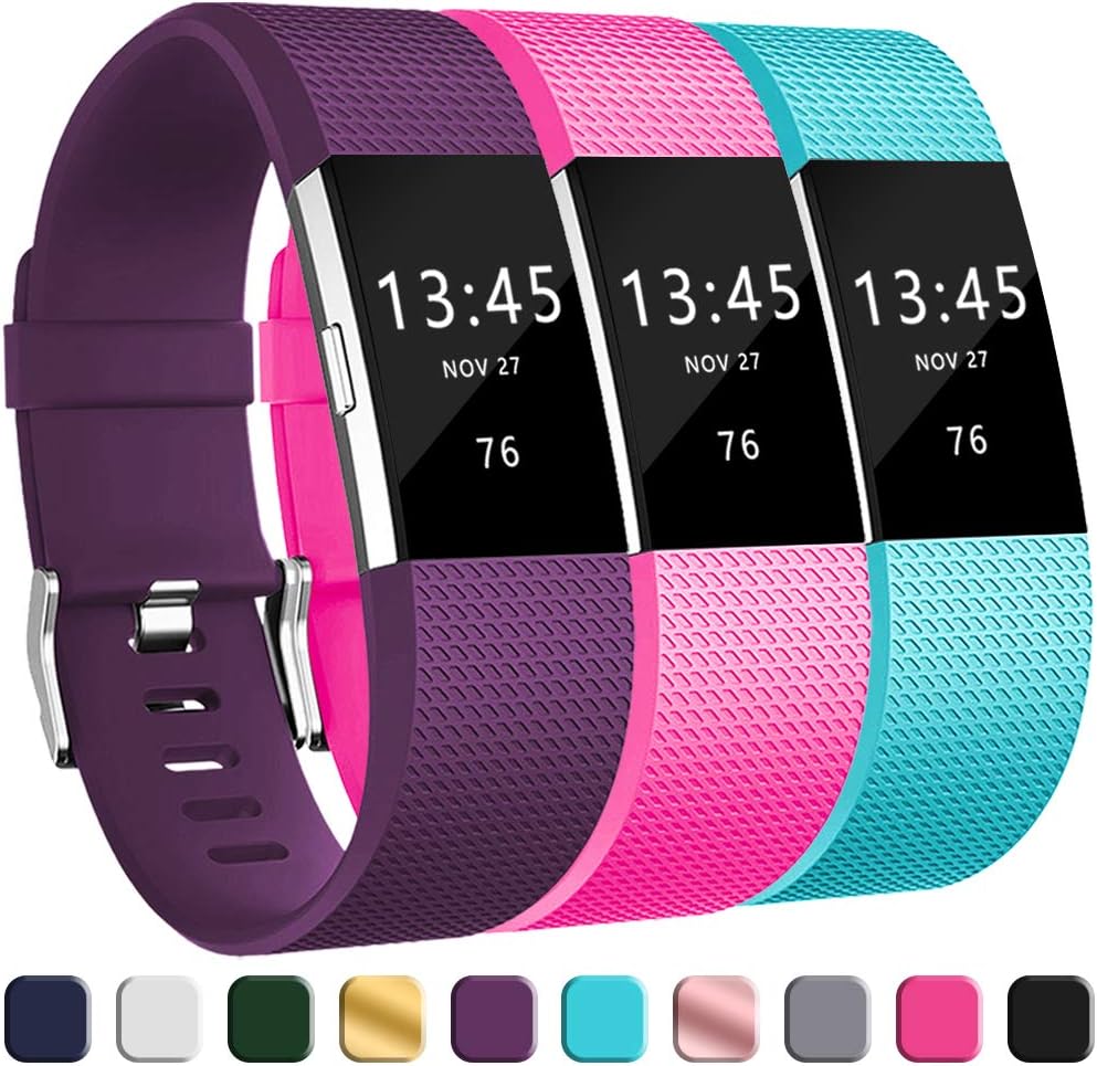 GEAK Bands for Fitbit Charge 2, Adjustable Classic Wrist Bands for Fitbit Charge 2 Bands, 3 Pack