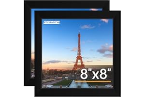 FIXSMITH 8x8 Picture Frames Set of 2, Photo Frame with HD Plexiglass, Display Pictures 4x4 with Mat or 8x8 Without Mat Multi 