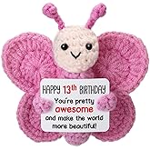 Weming Girl Birthday Gift Ideas, Mini Crochet Pink Butterfly Plush for Birthday Gift, Party Decorations Butterfly Pressents