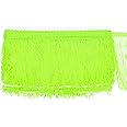 M METERXITY Chainette Fringe Trim, 5 Yards of 4" Polyester Braid Tassel Trim for DIY Crafts/Lamp Shade Decoration/Wedding Dress/Sewing/Clothing Fringe Thread Yarn [Fluorescent Green]