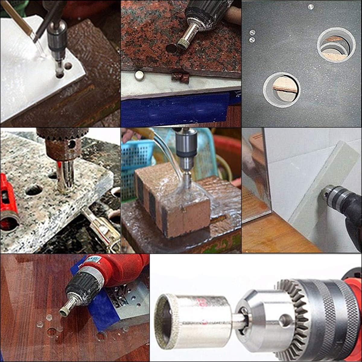 Yosoo 14pcs Diamond Drill Bit Set 3-70mm, Wet Use for Tiles Glass, Fish Tanks, Marble, Ceramic, silver, 14Pcs(3-70mm) - Image 5