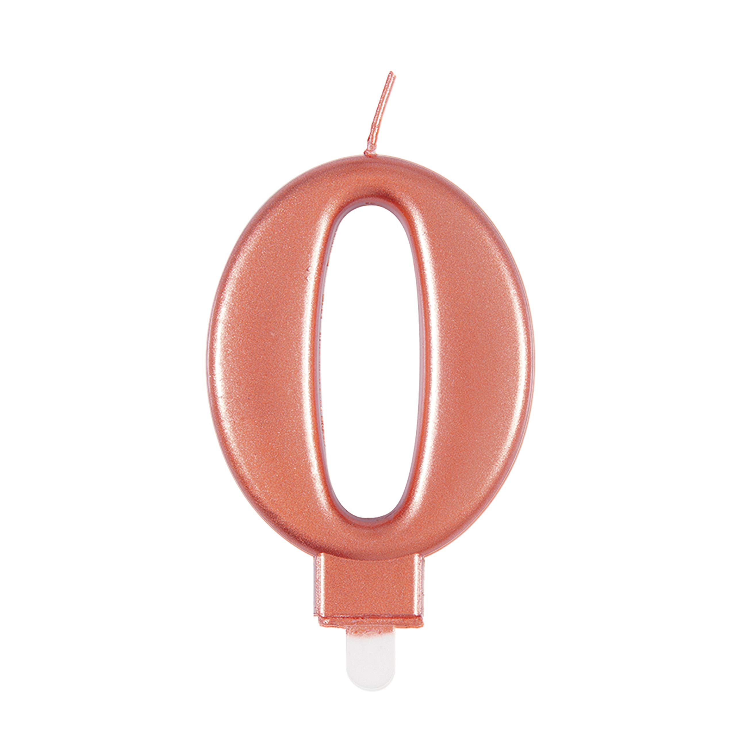 Elegant Metallic Rose Gold Number 0 Birthday Candle - Perfect for Birthday Parties, Anniversaries & More - 1 Pc