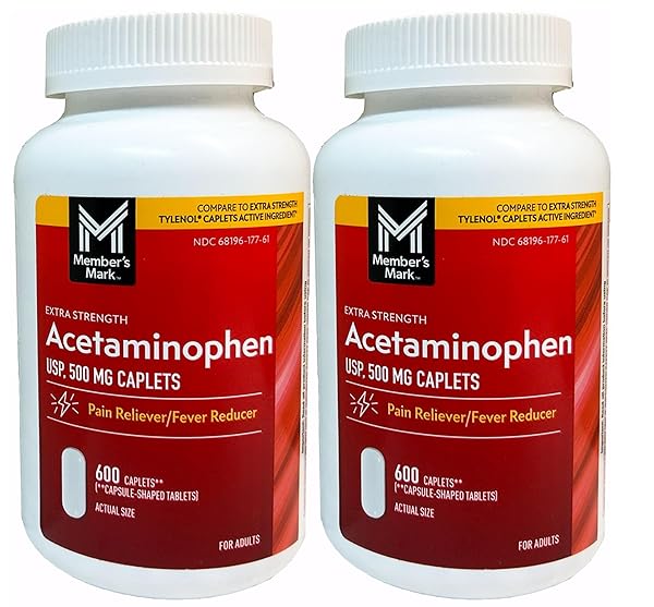 MEMBER’S MARK 500MG EXTRA STRENGTH ACETAMINOPHEN MEGASIZE 2PACK (600 COUNT EACH) 7HM2DCS