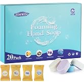 Zimwin 20 Pack Foaming Hand Soap Tablet Refills, 4 Scent, 12g Big Tablets, Makes 240 fl oz Soap Total, Eco Friendly Hand Wash Tablets Lemon, Coconut, Oceanic, Lavender Fragrance