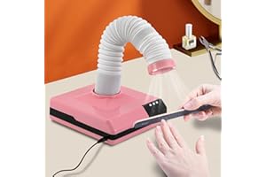 MGORGEOUS Nail Dust Collector, 60W Dental Polishing Dust Collector with Fan and LED Dual Function Low Noise Dust Suction Machine with Large Caliber Vacuum Cleaner Hose(2.4 In) for Dental Lab Nail Salon (Pink)