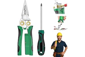 2026 Seese Pro Electrical Pliers for Christmas Decoretion, 8 in 1 Wire Stripper with Voltage Tester&Dual Alarms - Heavy Duty 