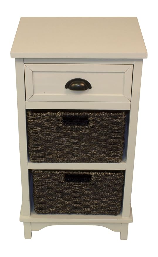 Cynthia Royce 3 Drawer Acacia And Seagrass Storage Wood White