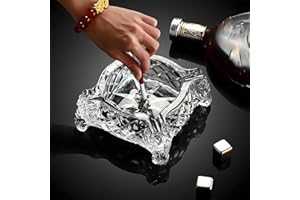 Ashtray 5 x 5 inch, Large Glass Ashtray for Cigarettes & Cigars, Clear Crystal Ash trays Outdoor Glass Spuare Ashtrays