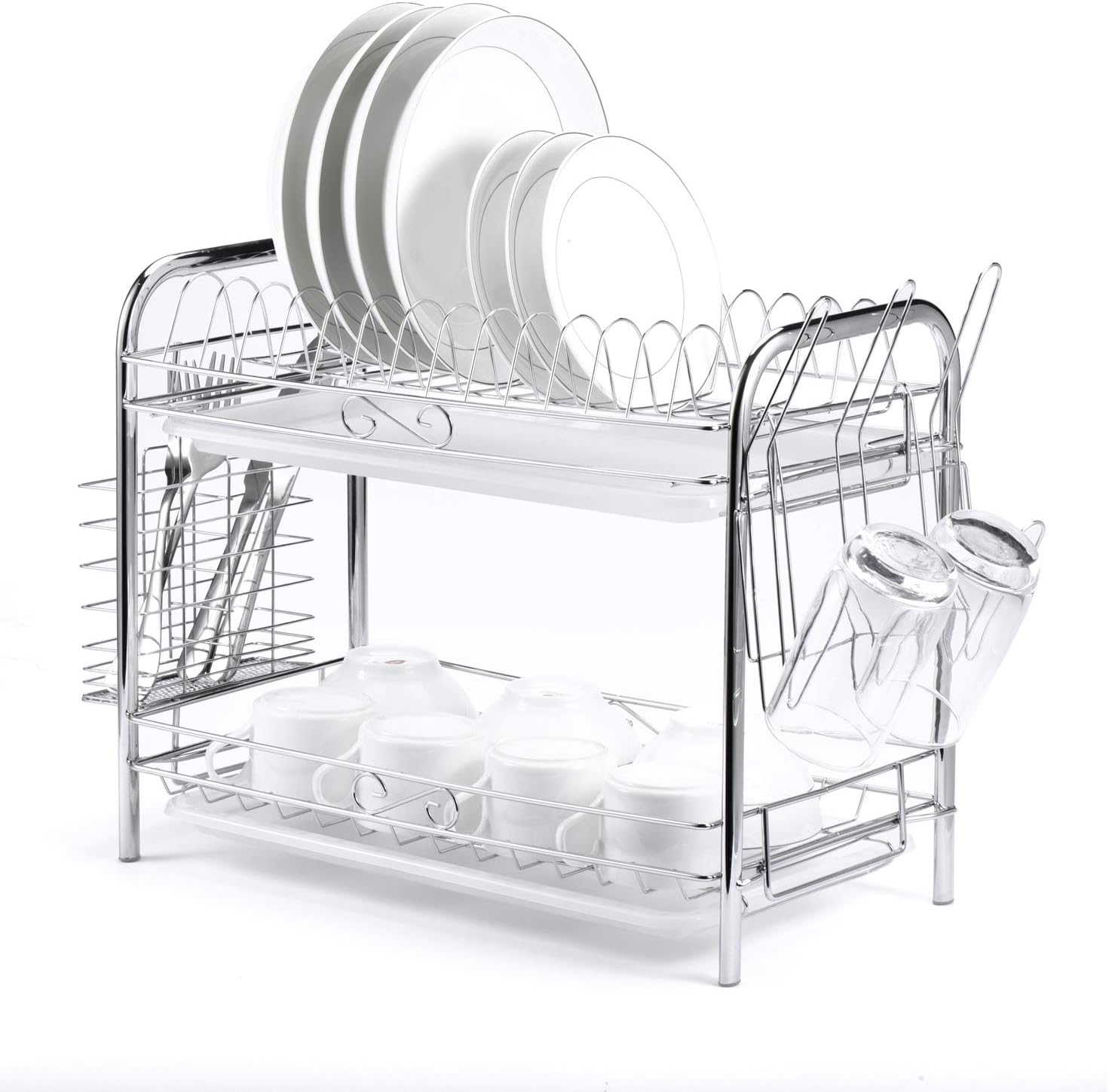Amazon Com Glotoch Dish Drying Rack 2 Tier Dish Rack With