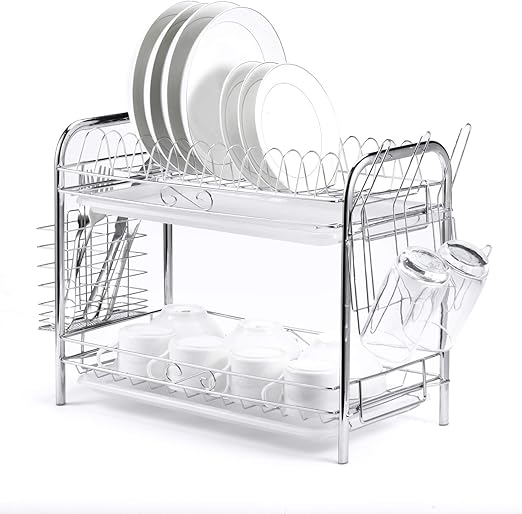 Amazon Com Glotoch Dish Drying Rack 2 Tier Dish Rack With