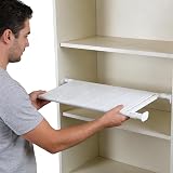 SUQ Extendable Closet Shelf 34-60cm Adjustable Storage Rack White view 3