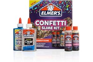 ELMER'S Elmer’s Confetti Slime Kit, Slime Supplies Include Metallic Glue, Clear Glue, Confetti Magical Liquid Slime Activator, 4 Count