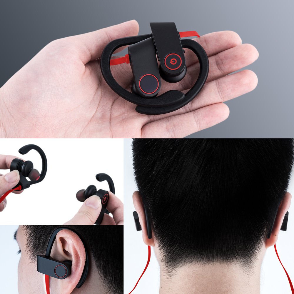 Sports Bluetooth Headphones, Wireless Sports Earphones with w Mic, Waterproof Sweatproof Earbuds for Gym Running - 8 Hour Battery, Noise Cancelling, Soft Security Hooks HD Stereo Headsets