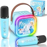 Kids Karaoke Machine for Kids Frozen Toys Gift, Mini Karaoke Machine with 2 Wireless Microphones for Girl 3 4 5 6 7 8 Year Old Girl Birthday Gifts for 4 5 6 7 8 Year Old