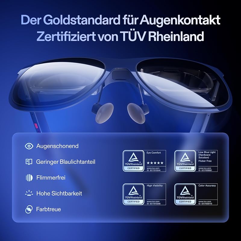 1S AR/XR Brille, 500" Virtuell Bildschirm, 52° Sichtfeld, Native 3DoF