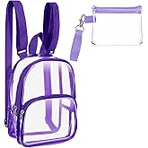 Weewooday Clear Mini Backpack Stadium Transparent Small See Through Bag with Waterproof Crossbody Concert Purse Handbag(Purple)